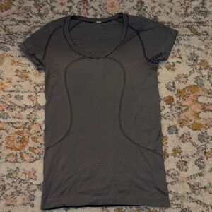lululemon athletica Black and Gray Striped Tee